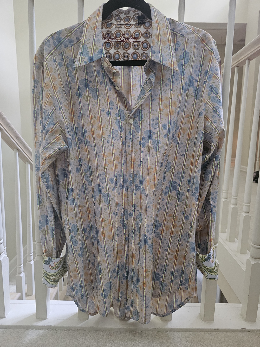 Robert Graham Blue & Cream Floral Stripe Button-Down Shirt